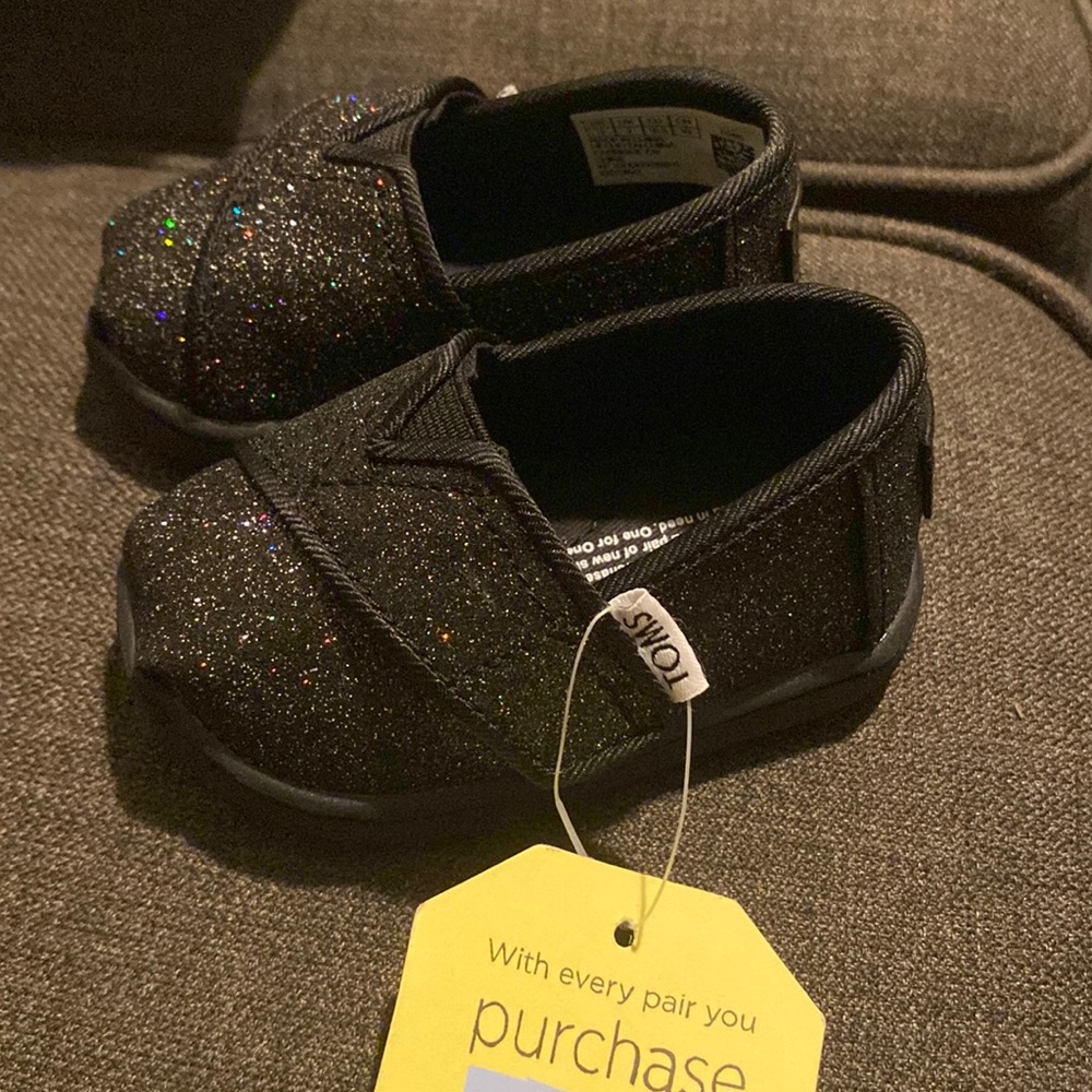 Toms black glitter